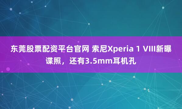 东莞股票配资平台官网 索尼Xperia 1 VIII新曝谍照，还有3.5mm耳机孔